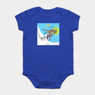 T-Rex Ski Jump Fail Baby Bodysuit